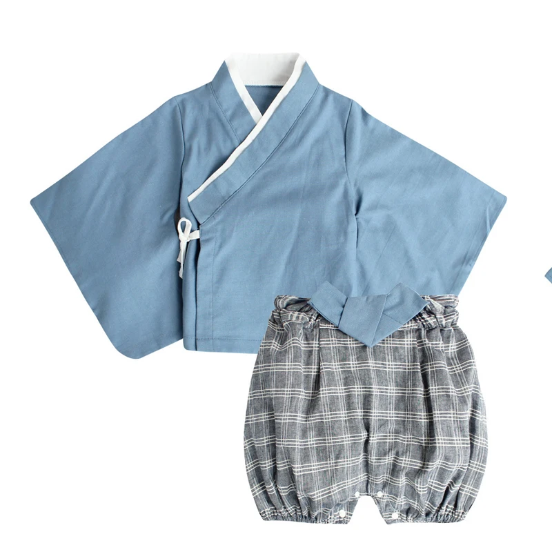 Японское кимоно для маленьких девочек и мальчиков пижамы Детский комбинезон с