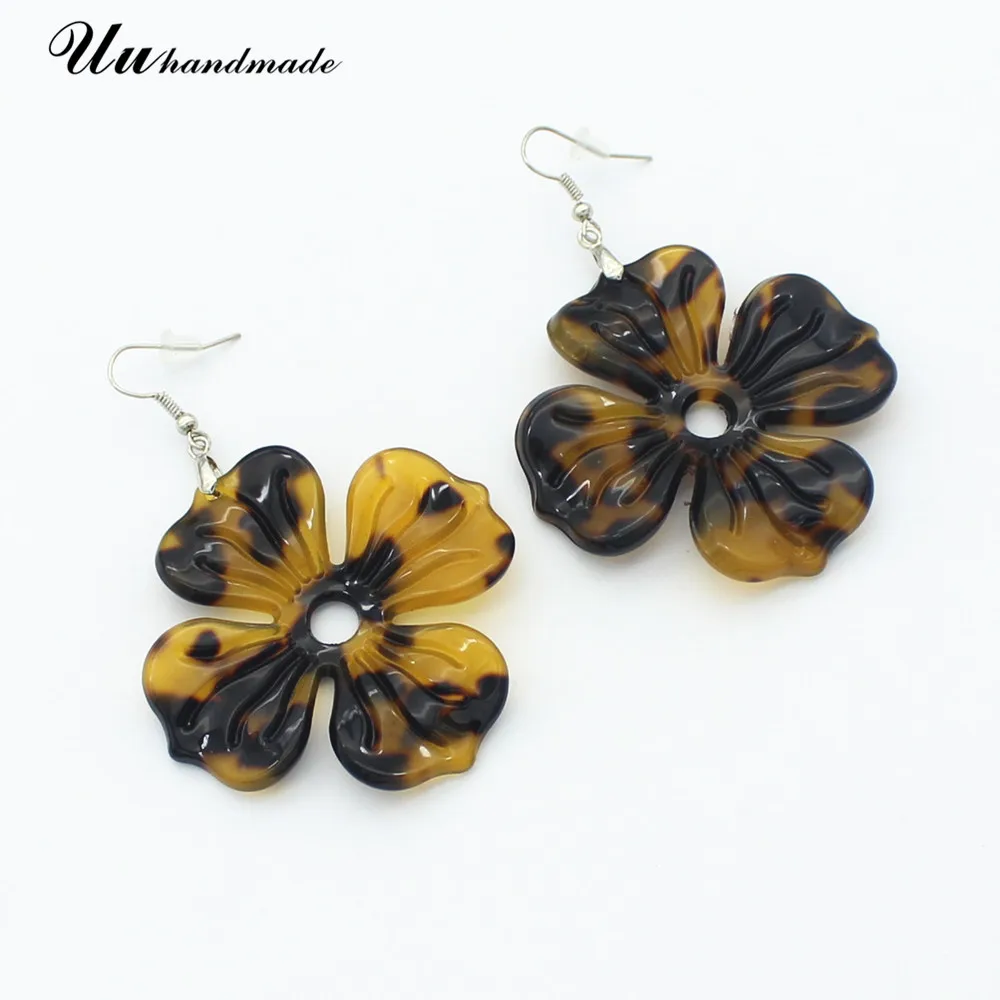 Черепаховая кость волнистые акриловые серьги в виде цветов для женщин Черепаха