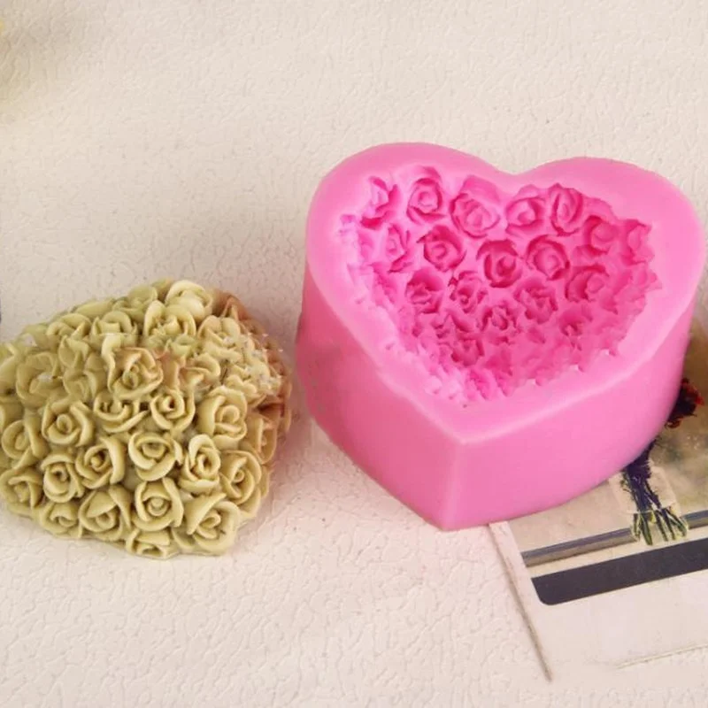 3D Liebe Herz Rose Blume Silikon Seife Form Handgemachte Kerze, Der Form Diy Schokolade Kuchen Dekoration Backen Werkzeuge Hause Geschenke – Detail 11