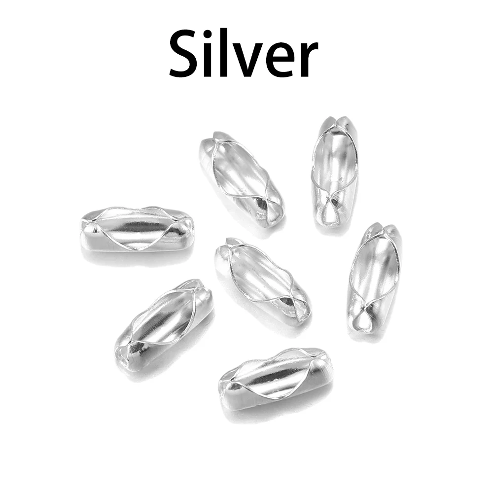 Silver 200 шт./лот Диаметр 1,5/2/2,4/3,2 мм соединения шаровой цепи застежки золото/серебро Разъемы для DIY ювелирных изделий Изготовление УП - Цвет: Silver