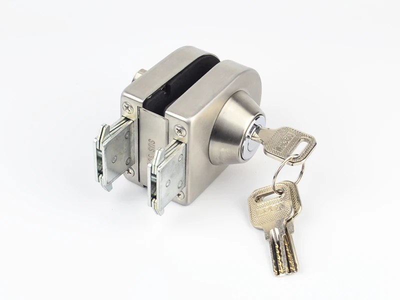 

Glass Door Lock, stainless steel,No need to Drilling on glass,lock inside and outside,single door,Frameless glass door