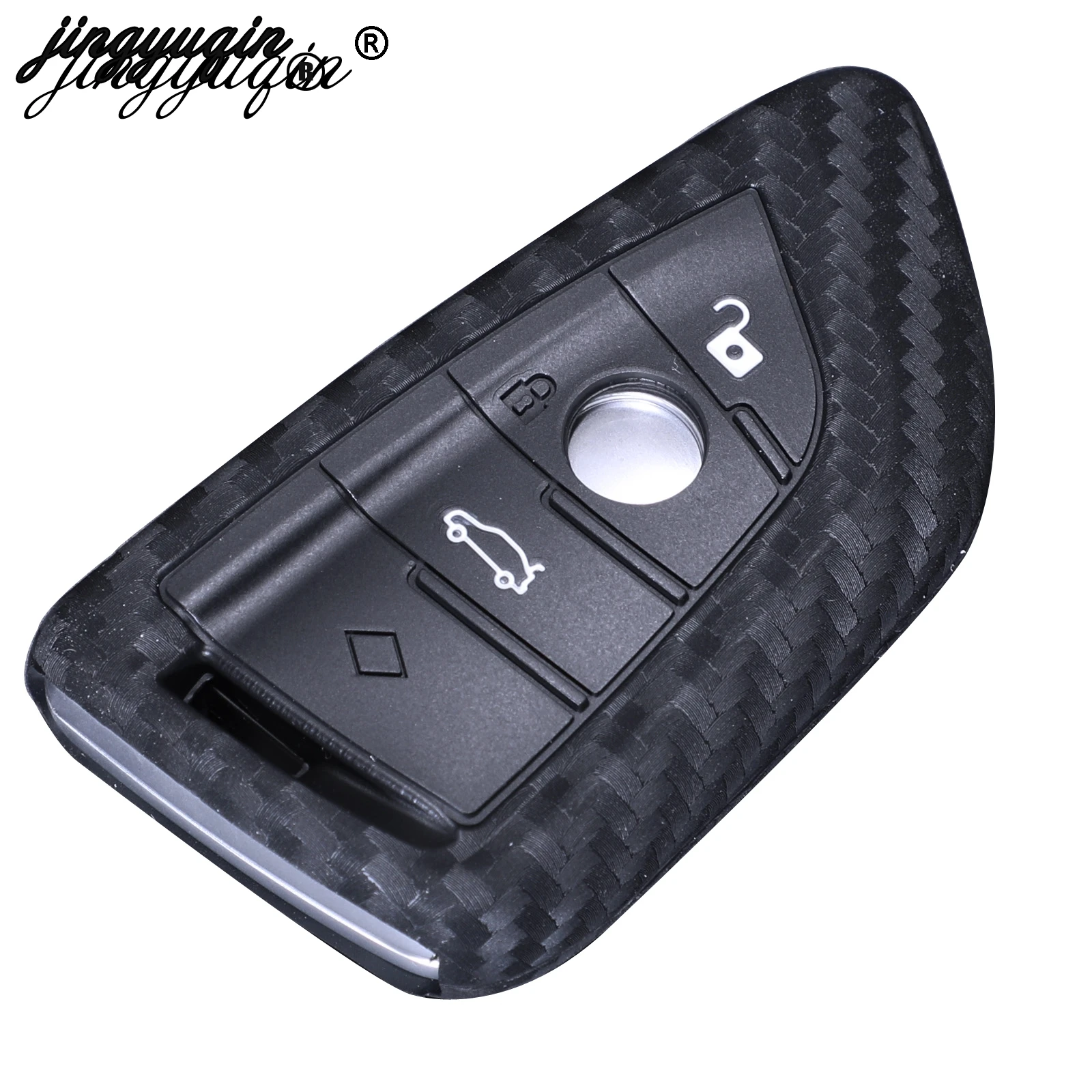 

jingyuqin for BMW X5 X6 F16 F15 5 Series 2014- Smart Remote Car keychain Fob Full Case New Carbon Silicone Car Key Cover wallet