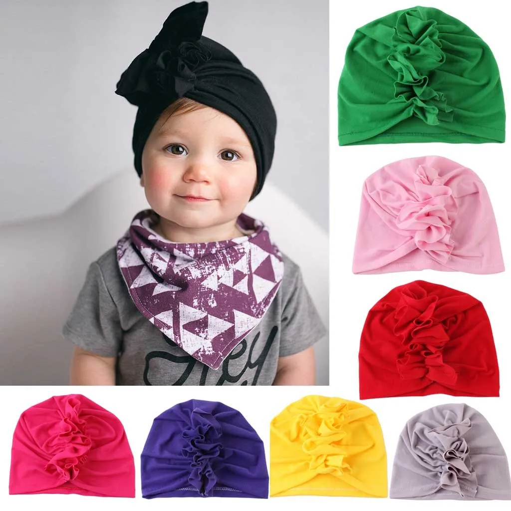 Baby Coton Hat Indian Girl Boys Fashion Hats Cute Solid color Keep Warm Winter baby boy clothes bonnet hiver fille | Детская одежда и