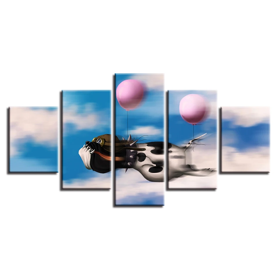 Картина на холсте с HD-печатью 5 панелей настенное искусство плакат собакой и