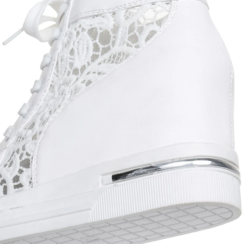 Женские кроссовки на танкетке Кожаные броги резиновой подошве высокий каблук