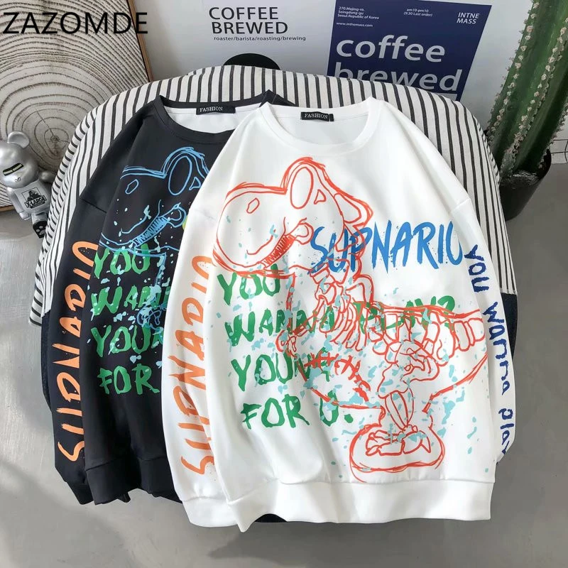 ZAZOMDE 2020 модные уличные толстовки с принтом для мальчиков Мужская свободная