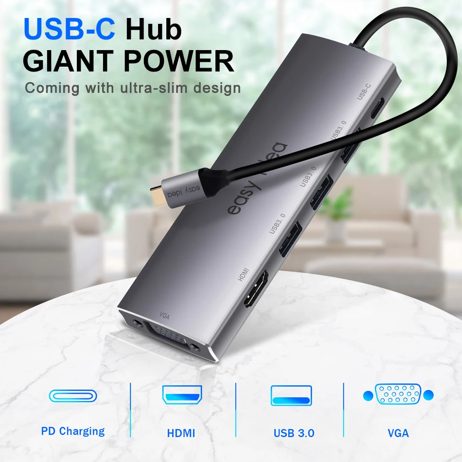 OTG USB концентратор 3 0 C HDMI порта разветвитель Мульти Тип хаб VGA Адаптер док станция