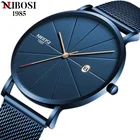 Часы наручные NIBOSI мужские ультратонкие, брендовые Роскошные водонепроницаемые Модные в минималистичном стиле с кожаным ремешком