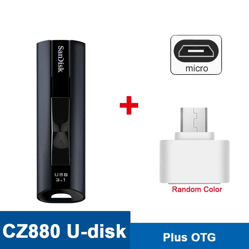 Sandisk флешка CZ880 Экстремальный PRO 128 ГБ USB 3,1 твердотельный флеш-накопитель 256 ГБ флеш-накопитель высокоскоростной 420 МБ/с./с usb-накопитель флешки - Цвет: CZ880-Plus-OTG