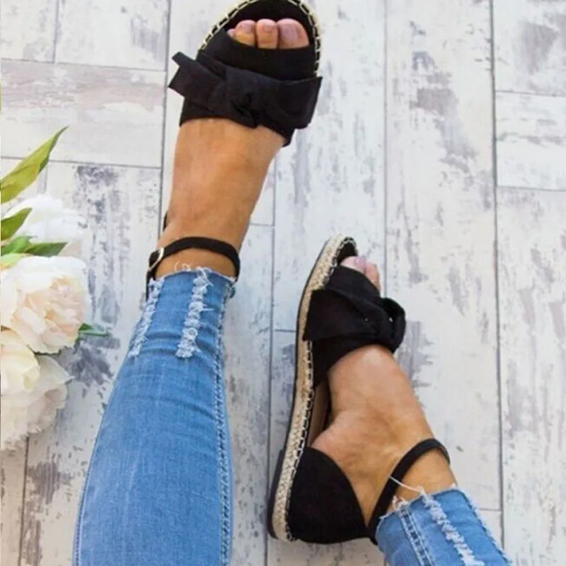 

Womens Sandals Plus Size 35-43 Flats Sandals For Summer Shoes Woman Peep Toe Casual Shoes Low Heels Sandalias Mujer Black