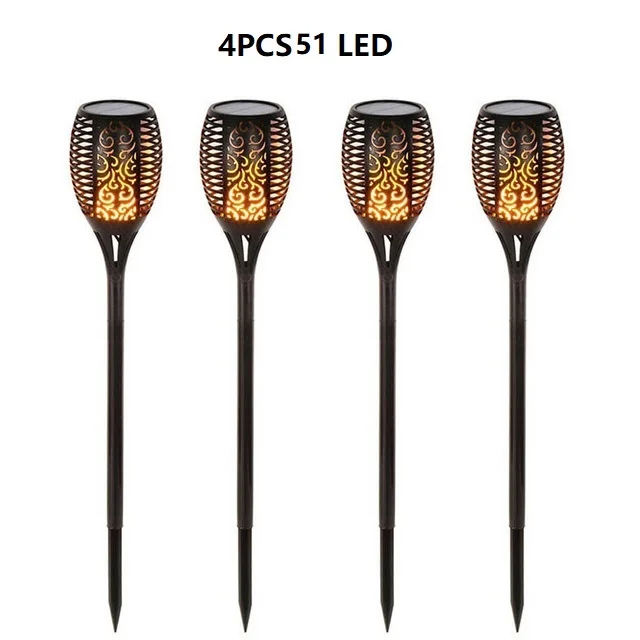 4PCS 51 LED Солнечное Пламя мерцающий садовый светильник фонарь светильник IP65 Открытый Точечный светильник s ландшафтное украшение Светодиодная лампа для садовых дорожек - Испускаемый цвет: 4PCS 51 LED