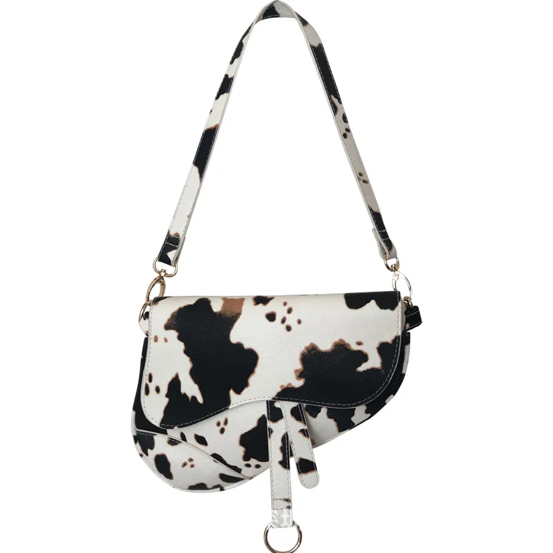 

Bag Female Bag 2021 Korean Version of the Self-Made Cow pattern Texture Niche Shoulder Saddle Bag American Vintage Crossbody Bag