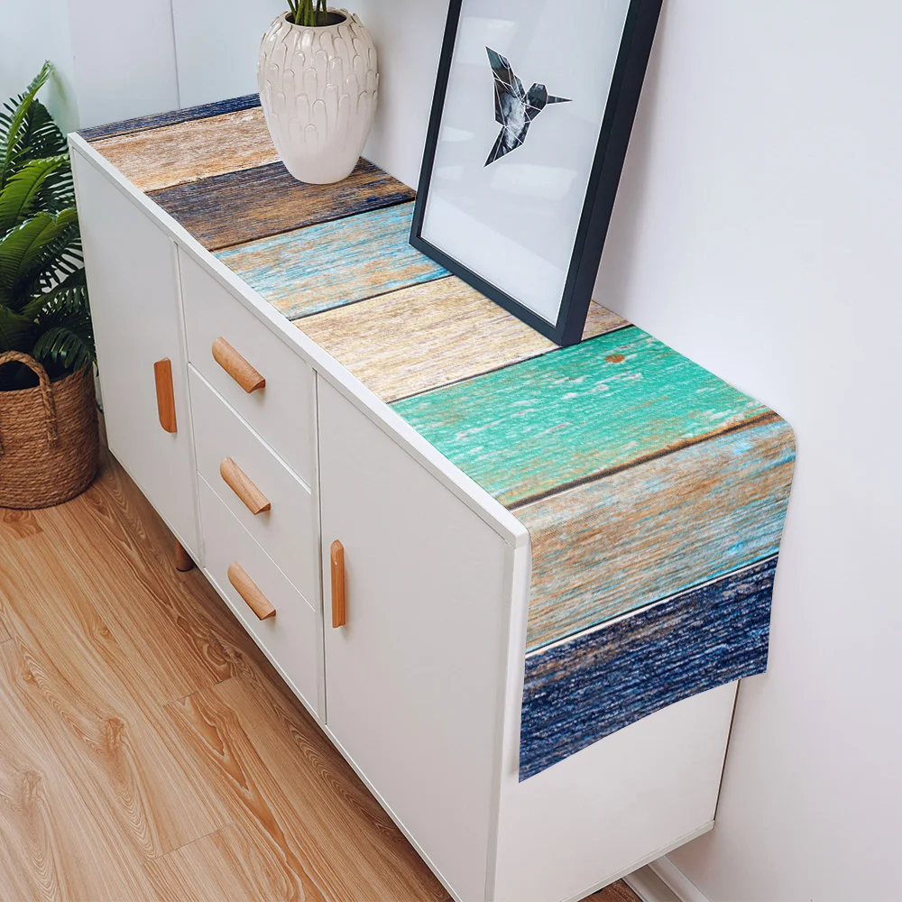 Винтажная настольная скатерть с деревянной текстурой Свадебный декор