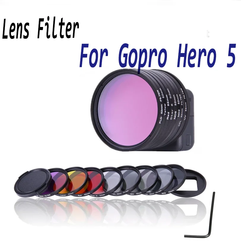 52 мм UV CPL ND2 ND8 Star 8 желтый FLD фиолетовый красный фильтр для объектива Крышка адаптер