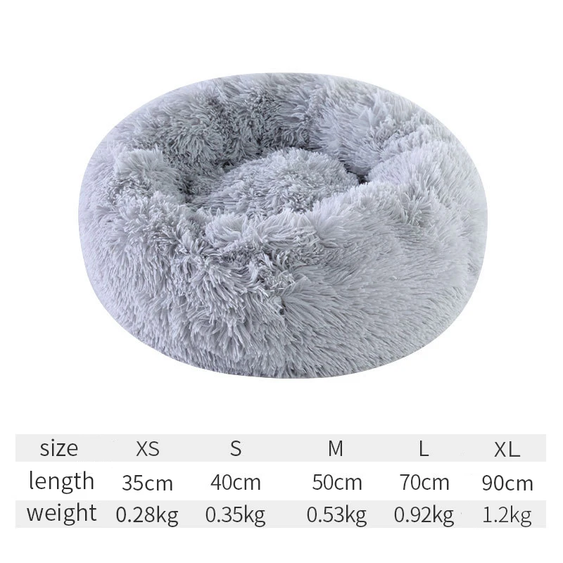 Light grey Круглые плюшевые кошки кровать дом мягкая удобная Водонепроницаемая Нескользящая зимняя теплая пушистая кровать для щенка собаки кошки глубокий сон дышащая - Цвет: Light grey