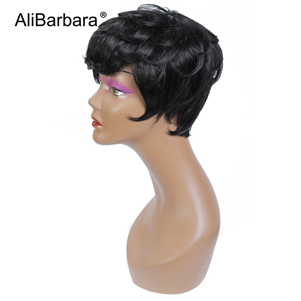 Короткие парики из человеческих волос Pixie cut для женщин красный темно-коричневый