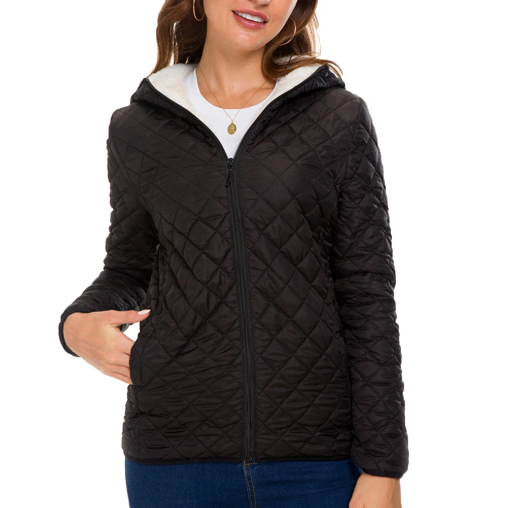 

Casual Autumn Winter Coats Women Solid Color Pockets Zipper Fleece Lined Warm Hooded Coat Plus Size Jackets Female Coat 6 Colors