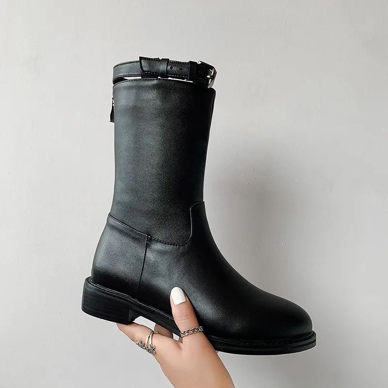 Женские ботинки Челси FEDONAS теплые офисные из натуральной кожи на высоком каблуке