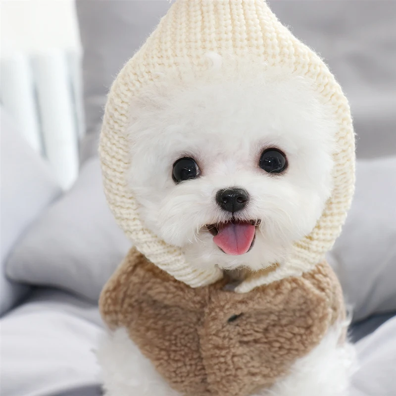 

Thick Warm Pet Cotton Coat Teddy Hooded Sweater Poodle Two-Legged Clothes Puppy Autumn and Winter clothes Pet Christmas Gift