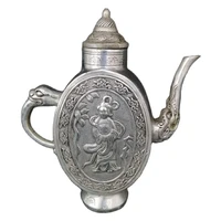 chinese old tibet silver carving beauty design wine pot