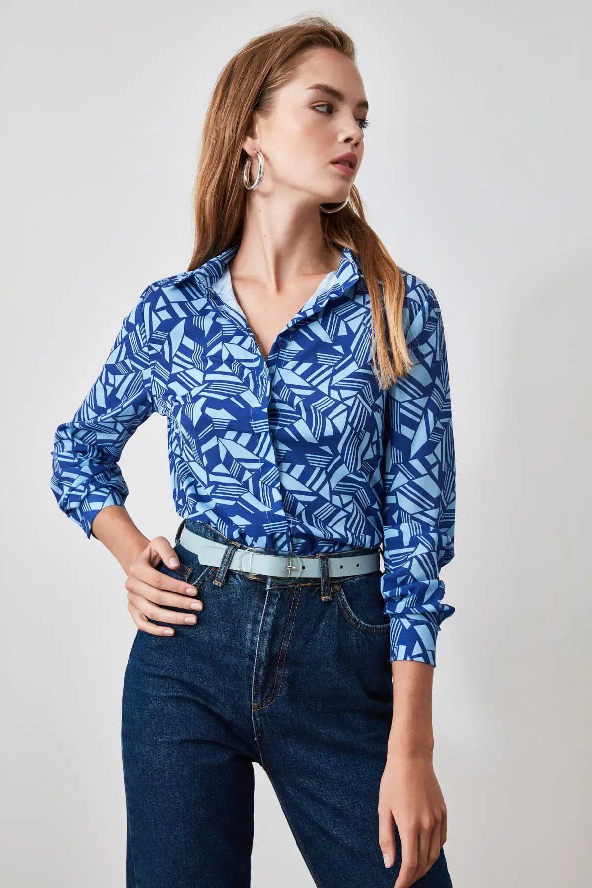 Trendyol Navy blue patterned blouse TOFAW19FG0122 | Женская одежда