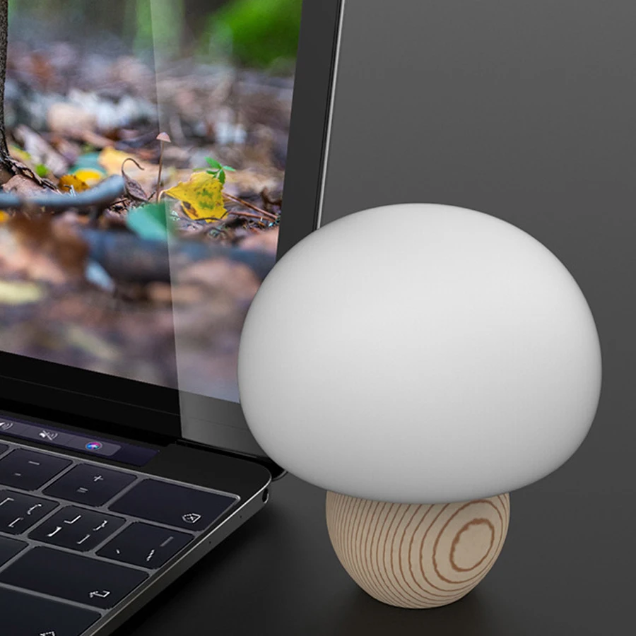 

Creative wooden mushroom small portable clap lamp bedside lamp timing led eye protection energy saving night lightA569