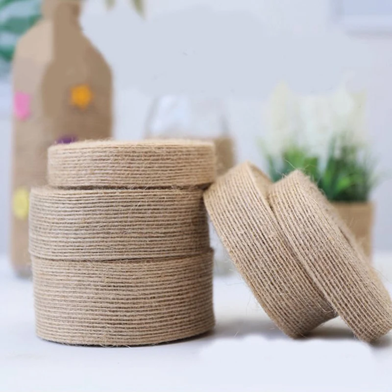 

10M/Lot Natural Jute Burlap Fabric Hessian Burlap Ribbon Wedding Event Party And Home Decor DIY Gift Wrapping Hessian Tape