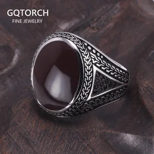 Настоящее чистое мужское Серебро s925 Ретро Винтажные большие турецкие кольца для мужчин с цветными камнями турецкое ювелирные изделия Анель Masculino