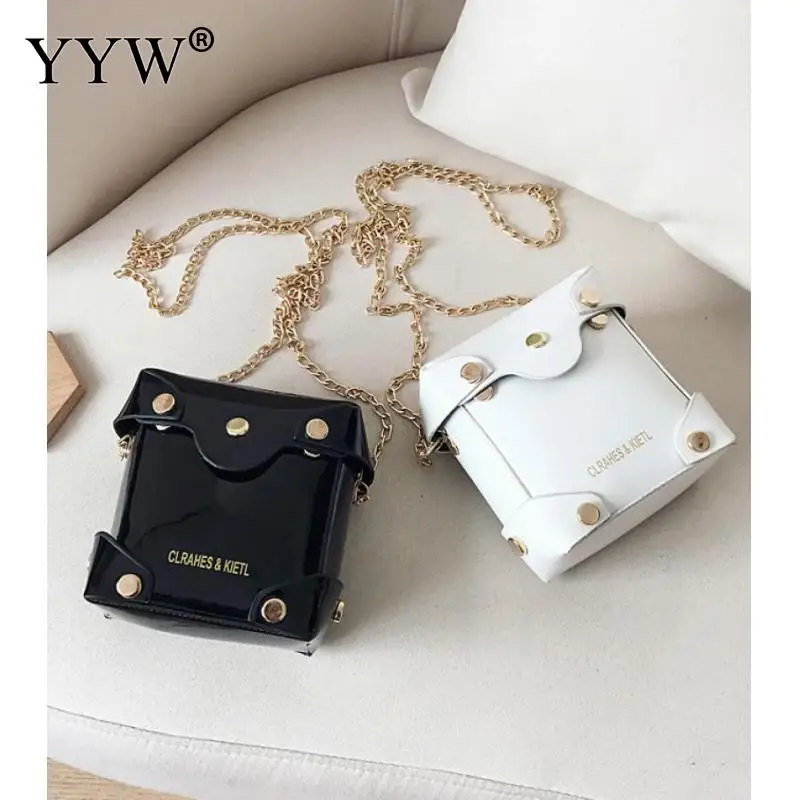 

PU Cute Women Mini Crossbody Bags Candy Color Square Circle Ladies Party Small Shoulder Bag Metal Chain Handbag