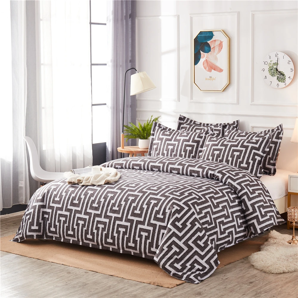 Geometric Pattern Bedding Set Duvet Cover King Queen Size Comforter Sets High Quality Bed Linen Gray Luxury Linings | Дом и сад