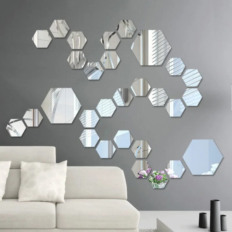 12 шт. акриловые зеркальные настенные наклейки самоклеящиеся съемные