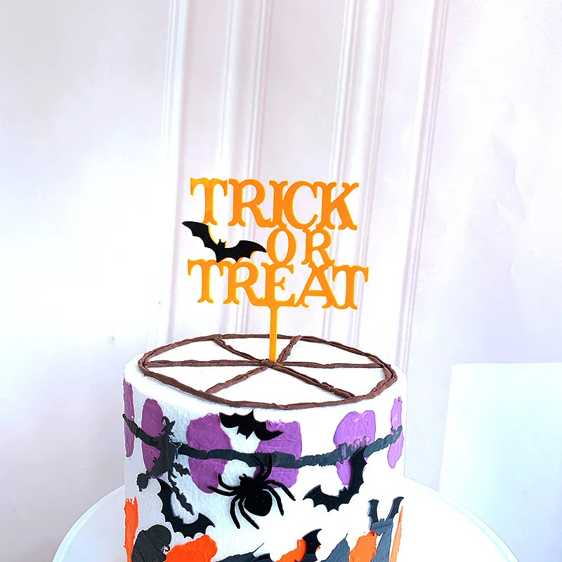 2021 новый счастливый Хэллоуин акриловый торт Топпер красочный трюк или лакомство