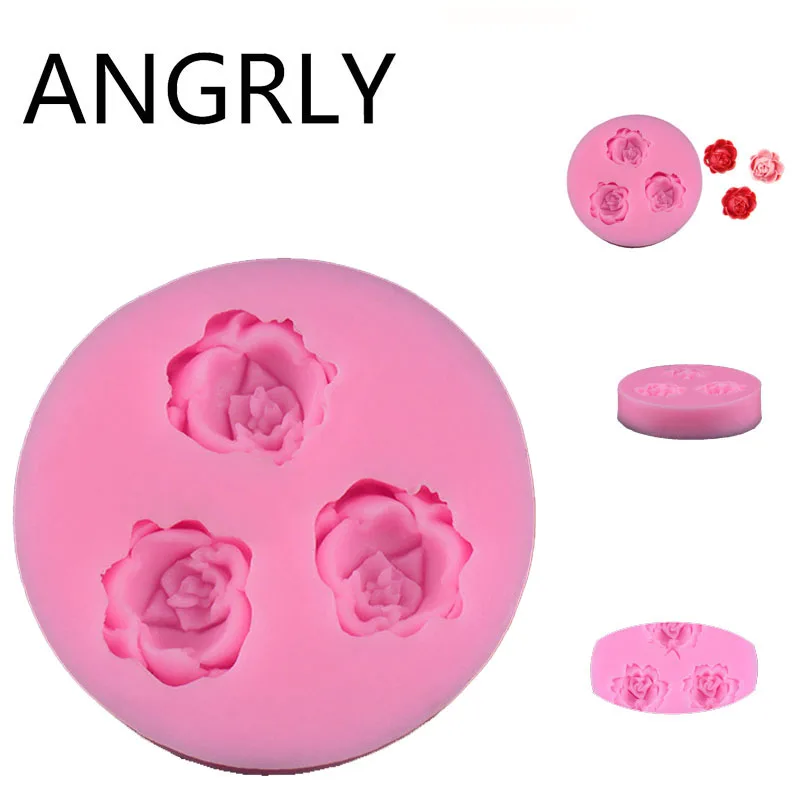 ANGRLY 10 шт. 3D Силиконовая форма в виде цветка розы шоколадные помадки украшения для