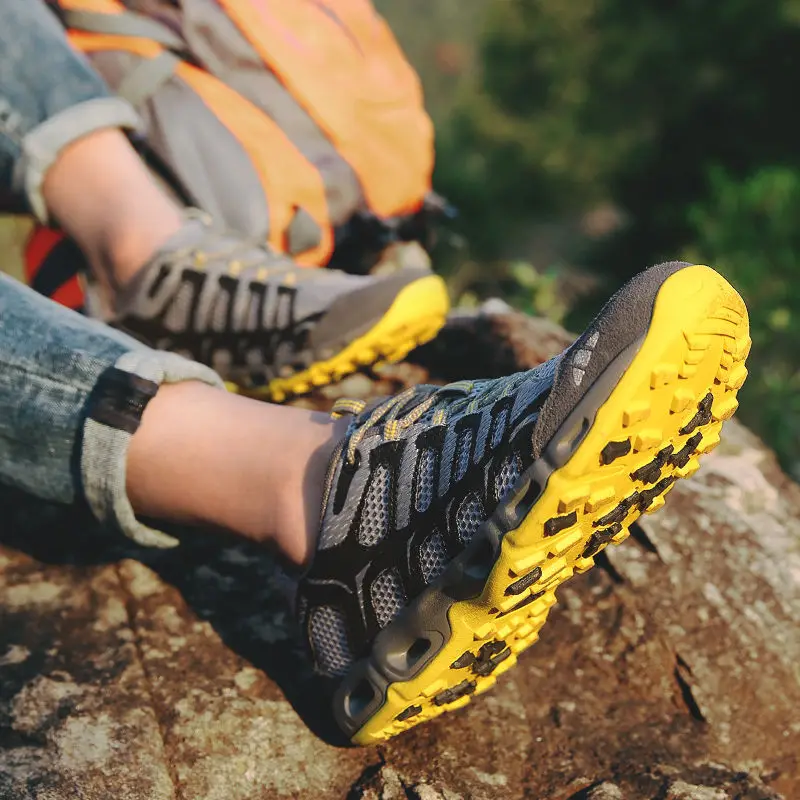 JIEMIAO Men Women Trekking Mountain Shoes Outdoor Athletic Shoes Sports Upstream Shoes for Men Non-Slip Unisex Hiking Sneakers