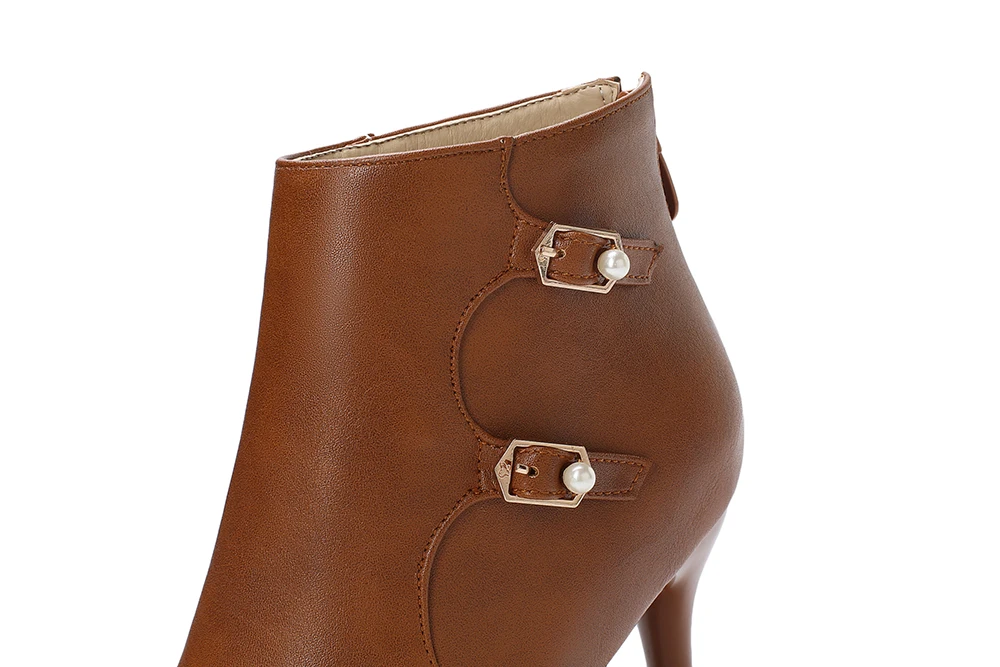 Женские ботильоны на высоком каблуке коричневые черные большие размеры 10 30 43 48