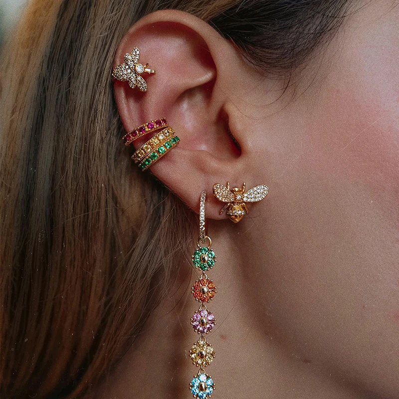 ROXI медный несколько стилей кристаллы Пчелы серьги-кольца ювелирные изделия для