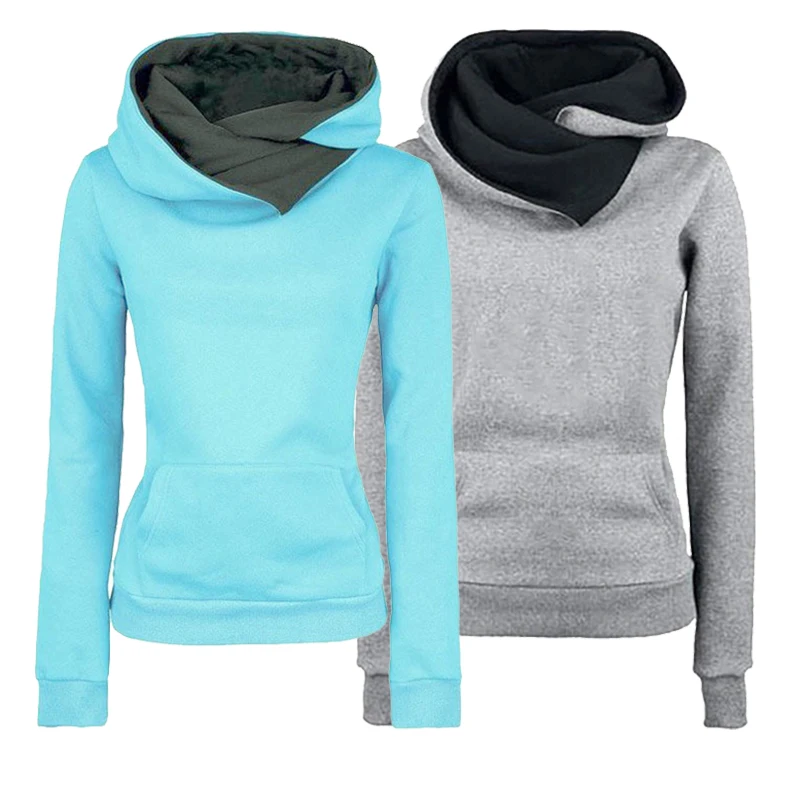 

Женская толстовка с воротником-стойкой, толстовка с воротником-стойкой, однотонный длинный свитер с капюшоном, обязательный предмет для ос...