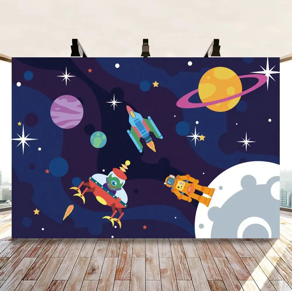 

Photography background Astronaut Themed for Boys Space Ship Birthday Party Decor Photocall Backdrops Photo Studio Photo Prop