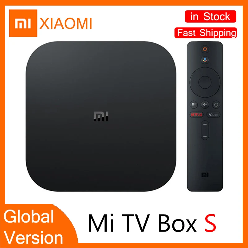 

ТВ-приставка Xiaomi Mi TV Box S глобальная версия, ТВ-приставка 4K Ultra HD, четырехъядерный 64 бит, Android TV 8,1, 2G 8G Wi-Fi, BT4.2, новейшие в наличии