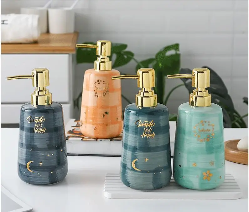 Ceramic ins wind hand washing bottle bathroom shower toilet bottled pressed model room emulsion bottle. | Дом и сад