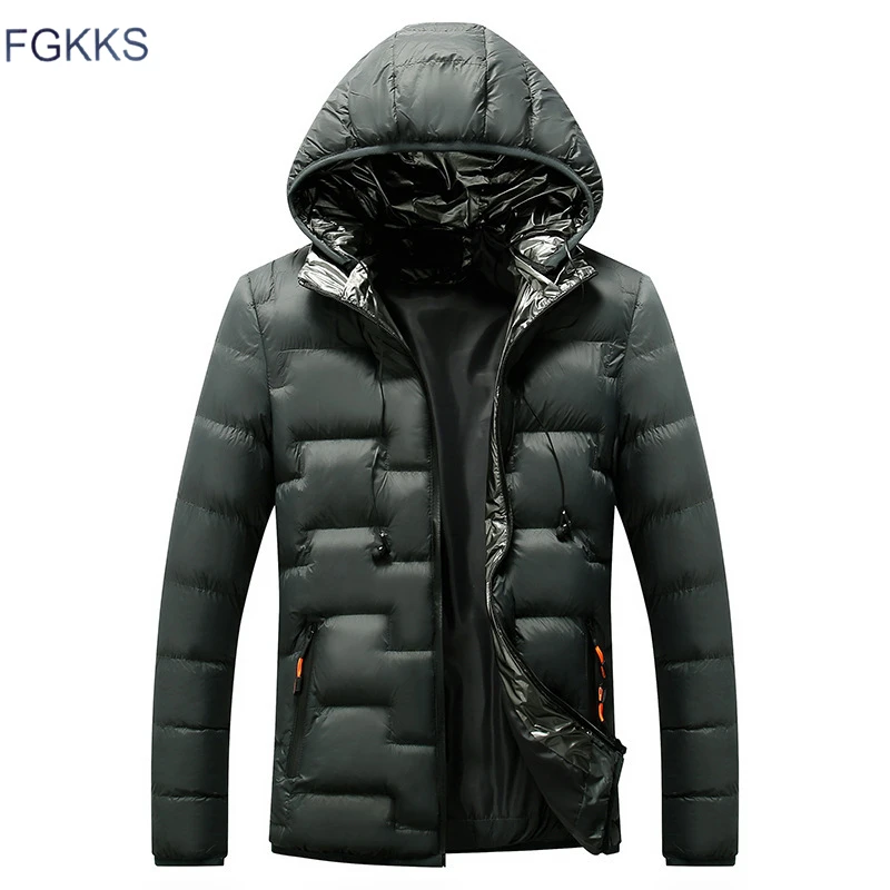 FGKKS мужские утепленные парки пальто зимняя мужская мода повседневная Удобная