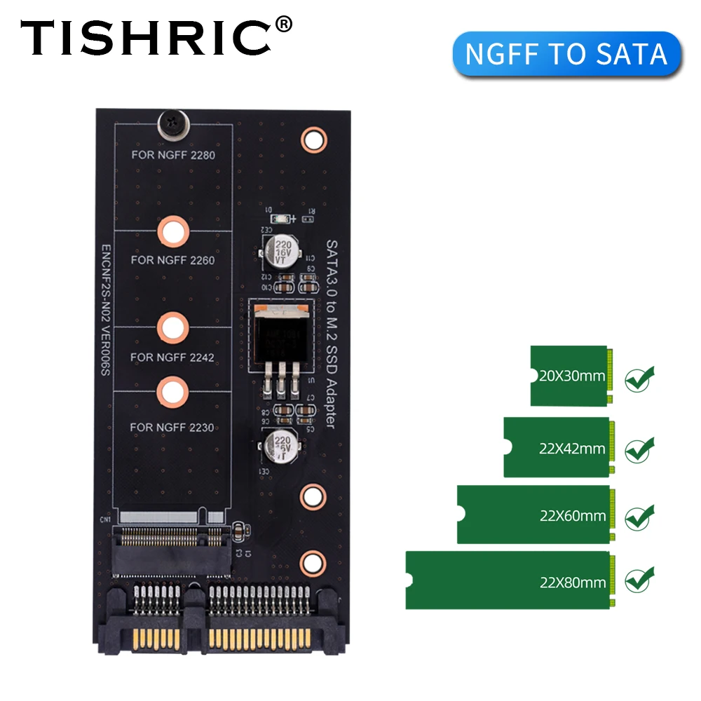 Адаптер TISHRIC SATA3.0 на M.2 SSD один порт NGFF в SATA плата адаптера 22PIN PCI-E Express для 2280 2260 2242 2230