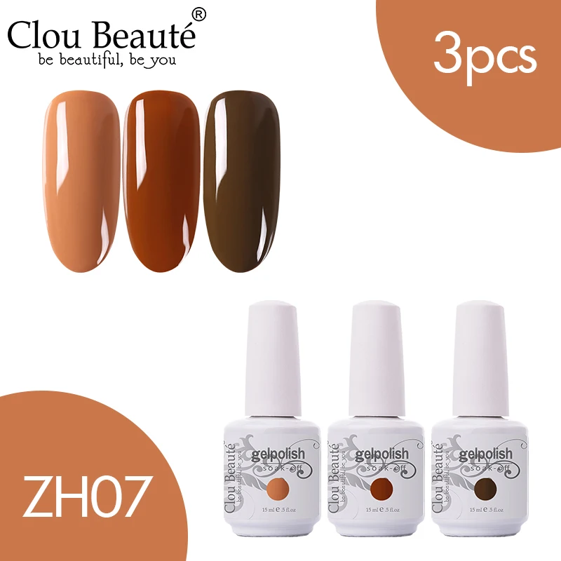 ZH07 Clou Beaute 3 шт. 15 мл Гель-лак набор УФ светодиодный лак для ногтей для маникюра УФ-гель для ногтей Топ УФ светодиодный гель для ногтей Гибридный гель для ногтей - Цвет: ZH07