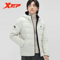 xtep mens fashion down hooded jacket male warm solid short overcoats windproof cold antifreeze coat men winter 881429199195