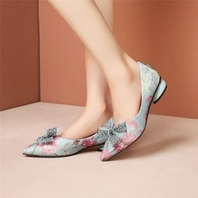 Zapatos de tacón bajo para Mujer, calzado de fiesta multicolor, con lazo rosa, a la moda (1)