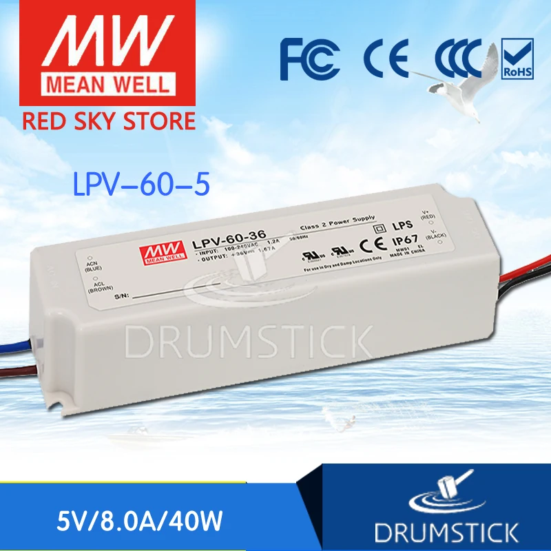 По специальной цене товара MEAN WELL! LPV 60 5 5V 8A meanwell 40 Вт один Выход светодиодный