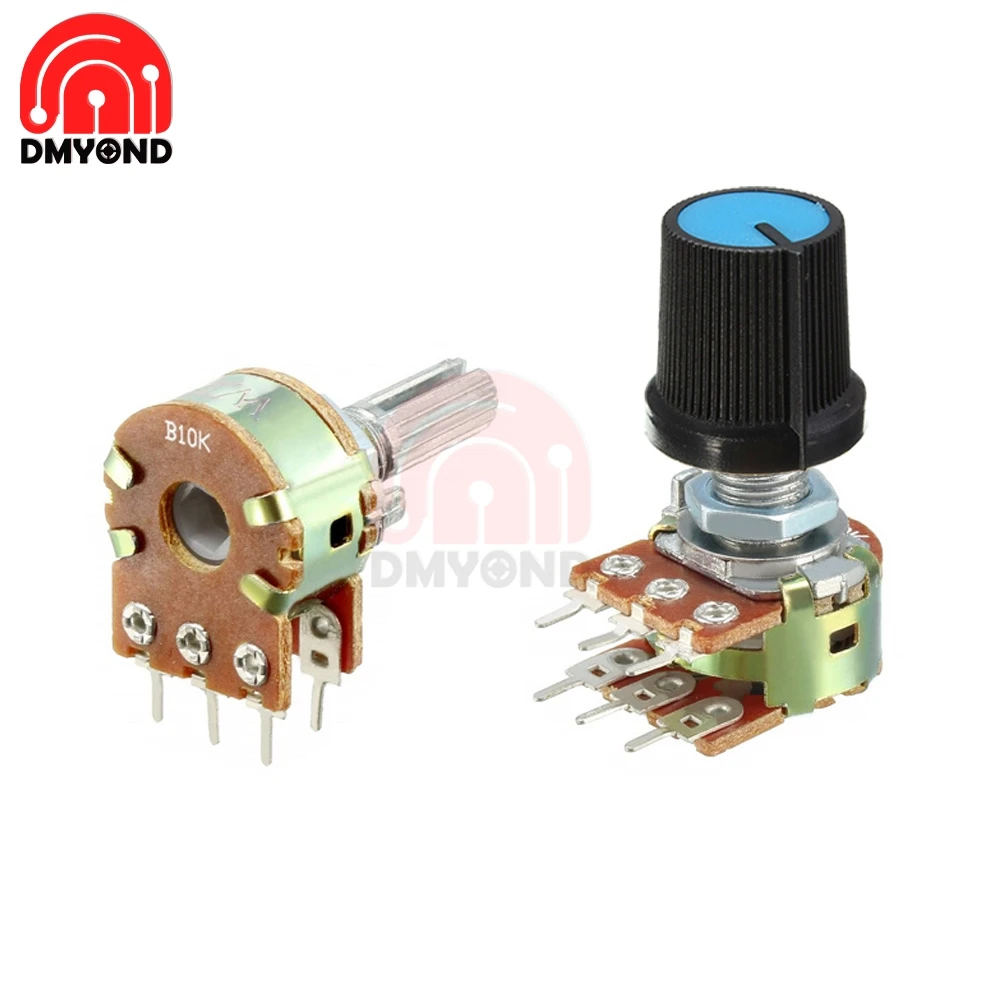 Ручка вращающегося потенциометра WH148 5 шт. синяя для Arduino Cap 1K 2K 5K 10K 20K 50K 100K 250K 500K 1M
