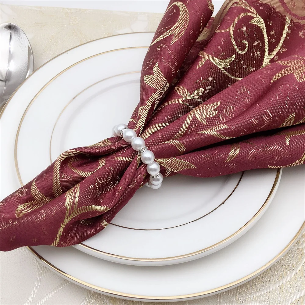 

Handmade Beaded Elastic Pearl Napkin Ring Napkin Buckle For Parties Weddings Table Decor