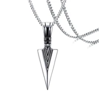mens arrow pendant necklace for men stainless steel male punk retro jewelry
