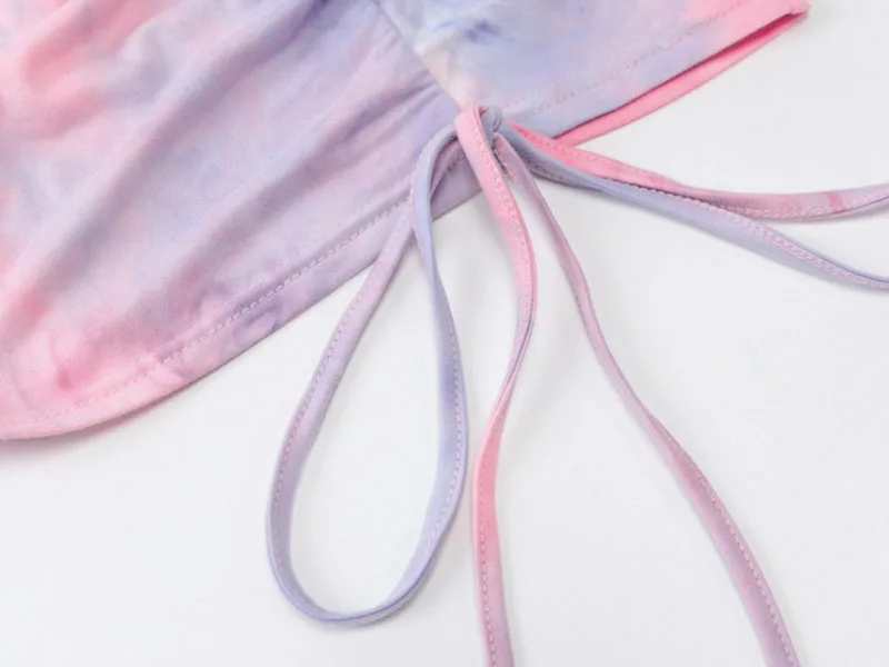 

Tie Dye Print Sexy Women Summer O Neck Short Sleeve Pleated Drawstring Mini Party Dress Femme Casual Slim Nightclub Robe SJ6366R